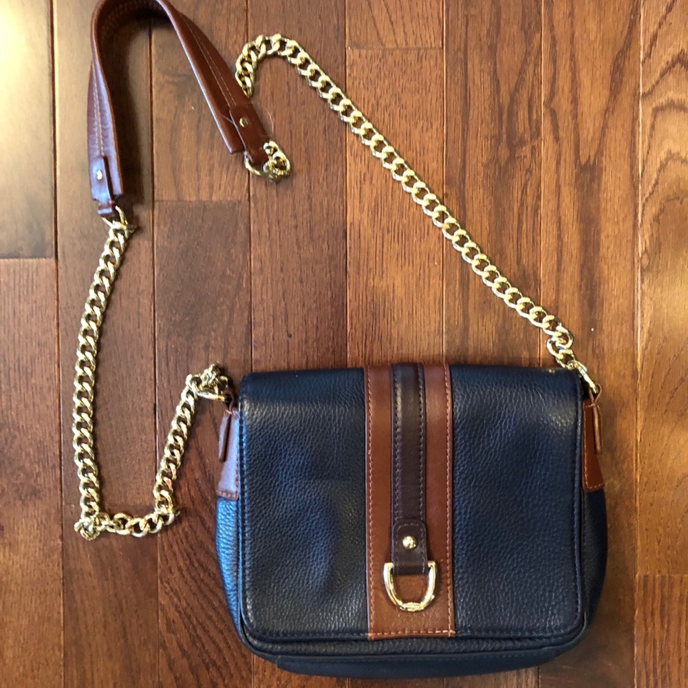 Talbots navy blue leather crossbody bag